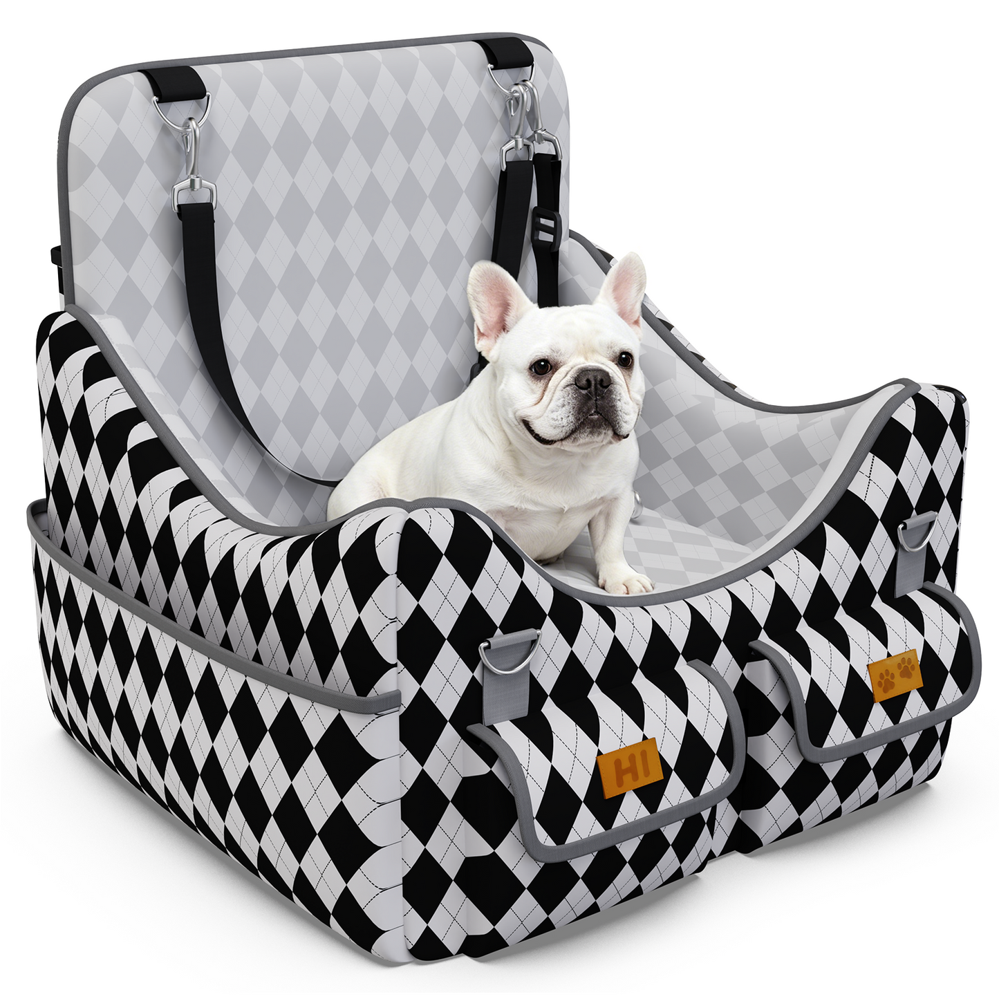 Yacona Dog Car Seats for Small Dogs under 35lbs, Puppy Car Seat with Washable Cushion, Black&White