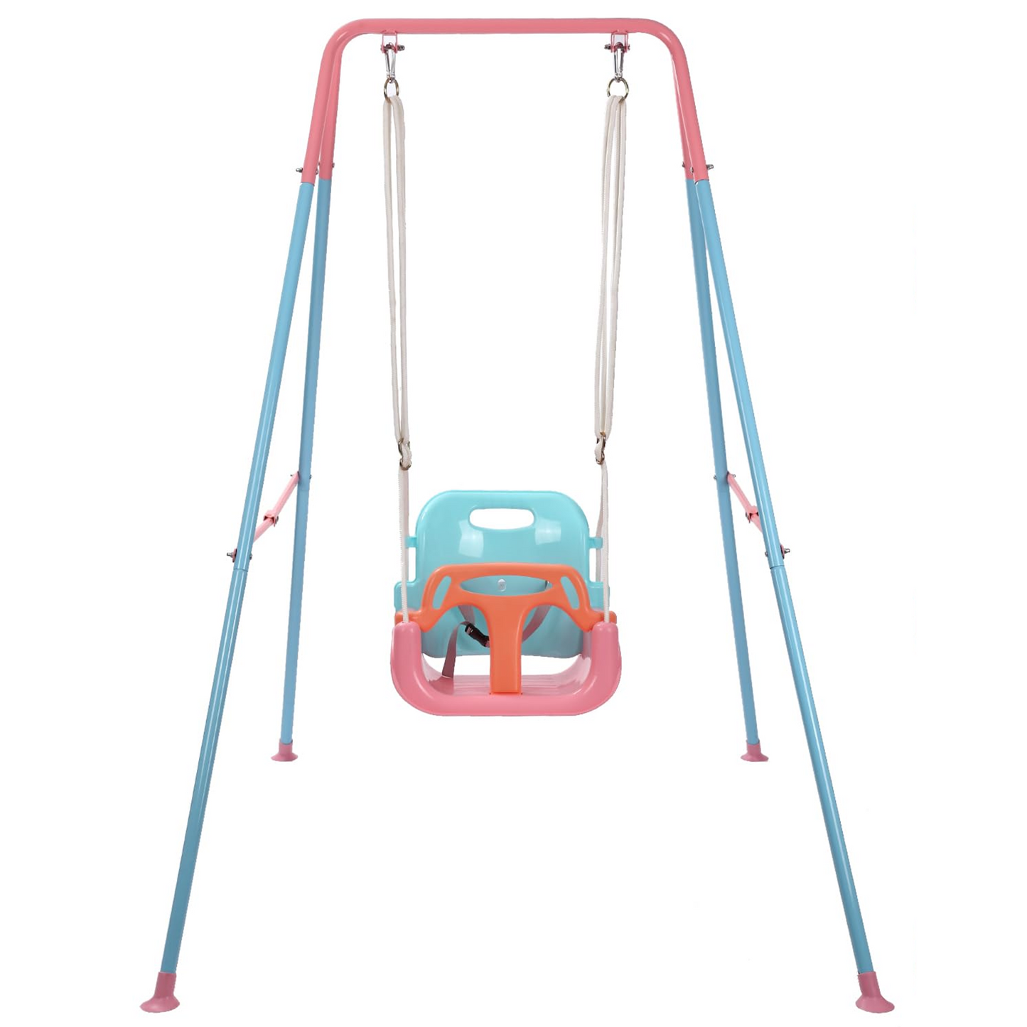 G TALECO GEAR 3-in-1 Toddler Swing Sets for Backyard, Comfy Baby Swing Outdoor Indoor, Kids Swing with Metal Stand, Pink