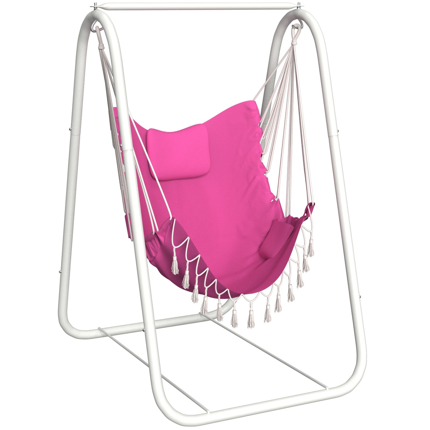 Semoprus Hammock with Stand, Heavy-Duty Foldable Camping Hammock Swing Chair for Indoor & Outdoor Backyard Use, 500lbs, Pink