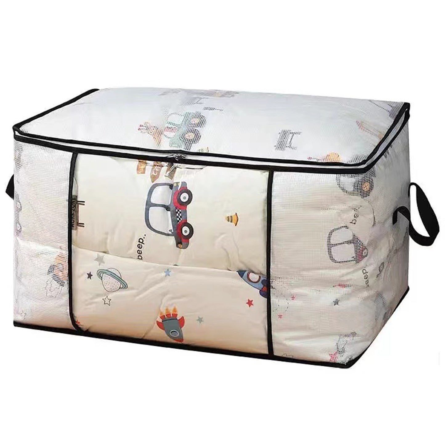 Oversized Moving Bags with Reinforced Handles, Clear Storage Bins with Lids, Foldable Storage Totes with Zippers, 1 Pack