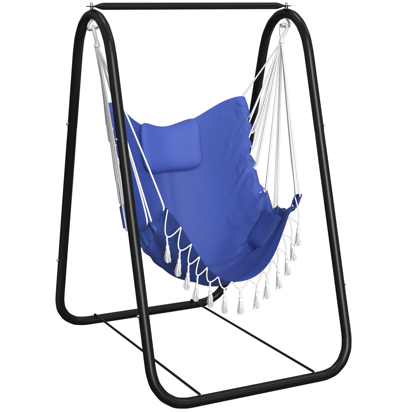 Hammock Chair with Stand, Rustproof Hanging Chair with Stand, Hammock Swing Chair for Indoor and Outdoor Use in Patio, Yard, Garden, Blue