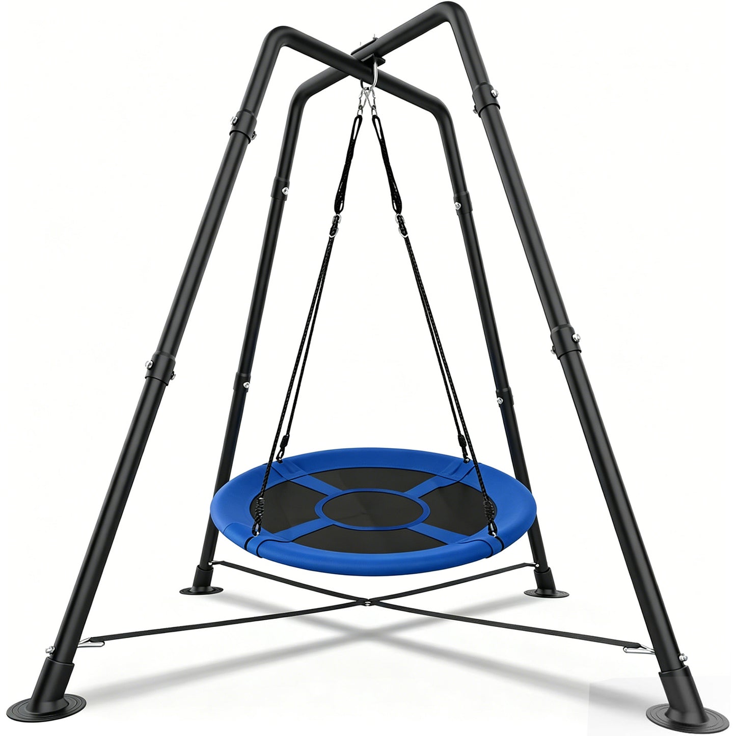 Saucer Swing with Stand, 35'' X-Shaped Tree Swing, Swing Seat for Indoor and Outdoor 330LBS, Blue