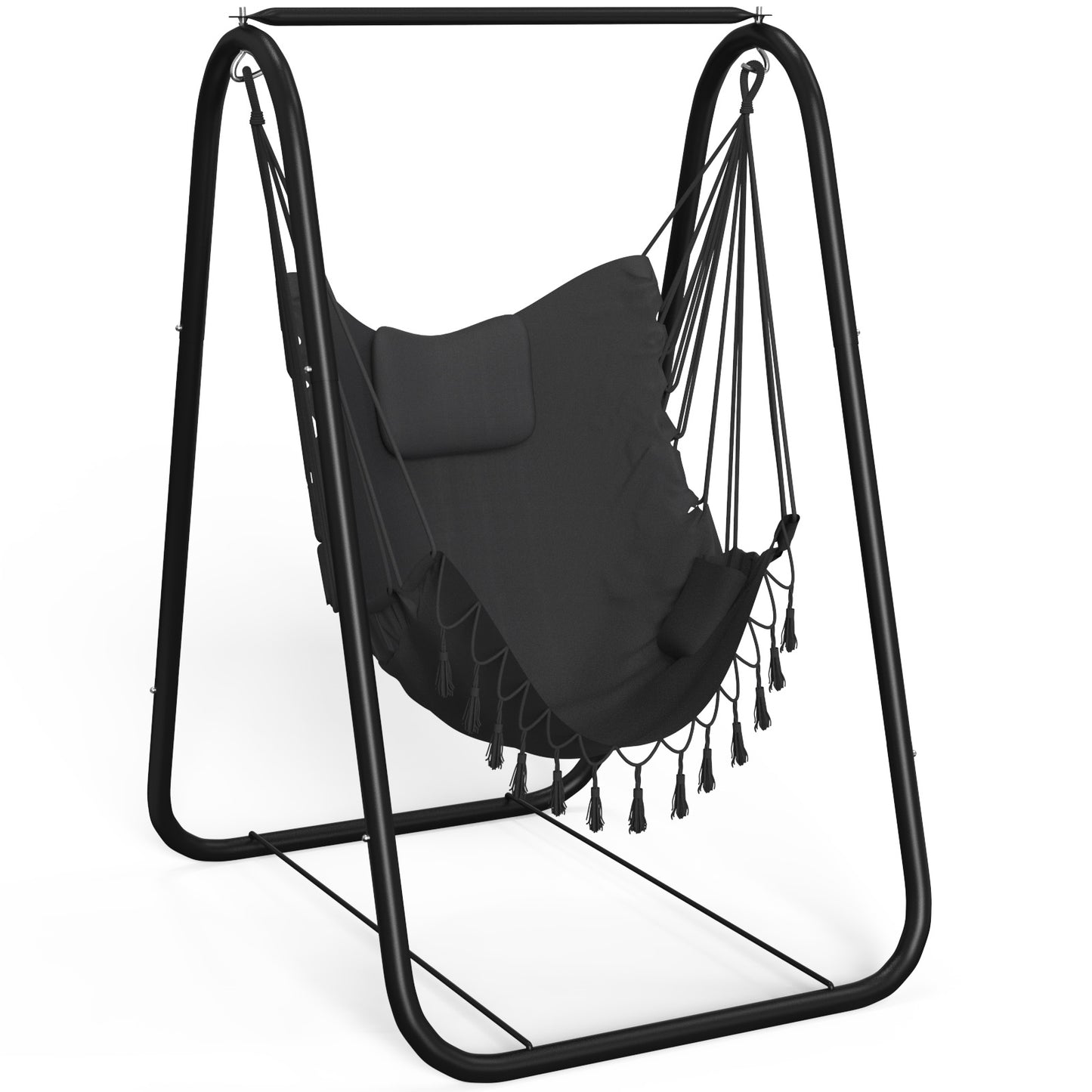 Hammock with Stand, Heavy-Duty Foldable Camping Hammock Swing Chair for Indoor & Outdoor Backyard Use, 500lbs, Gray