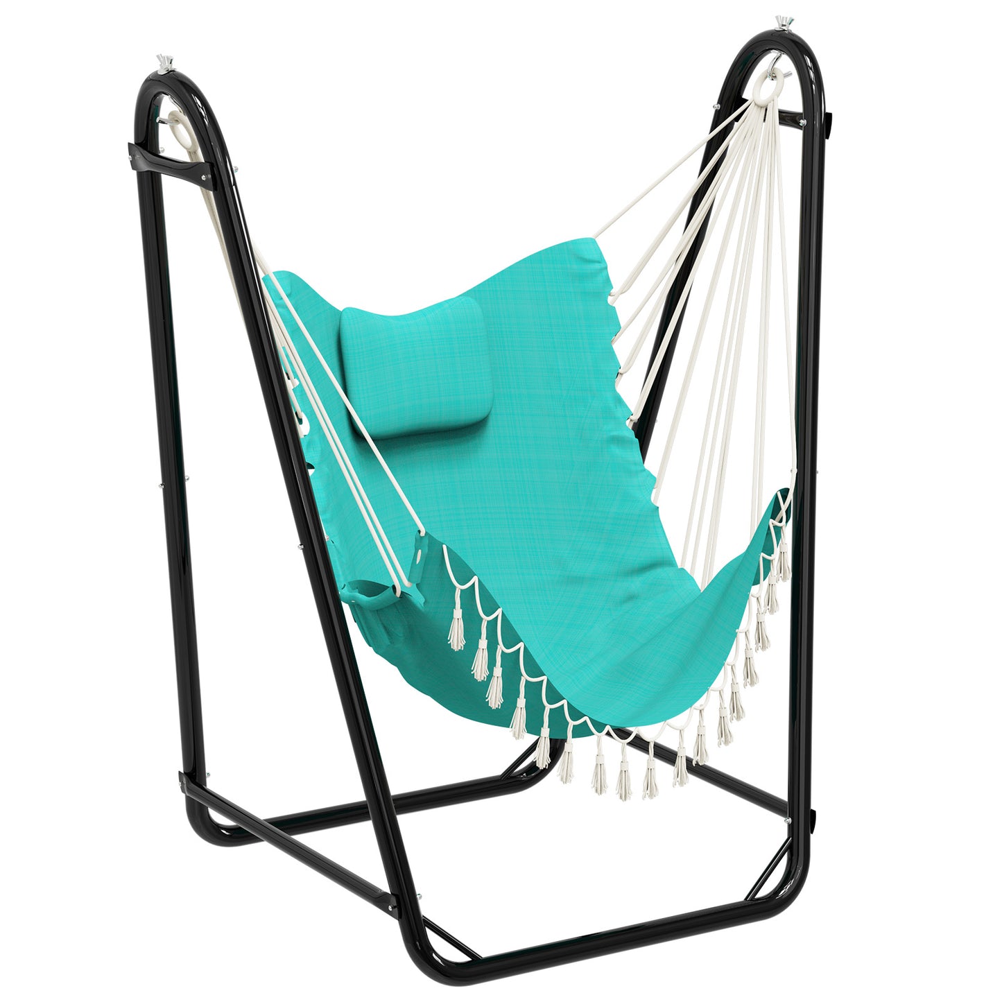 Hammock Chair with Stand, Heavy-duty Hanging Chair with Stand, Sturdy Swing Chair Stand 350lbs, Hammock Chair Included, for Indoor Outdoor, Aqua