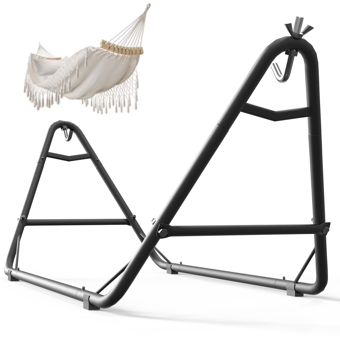 Yacona Hammock with Stand for Outside, Heavy Duty Steel Hammocks with Pillow for Backyard, Porch, Patio, Garden, White