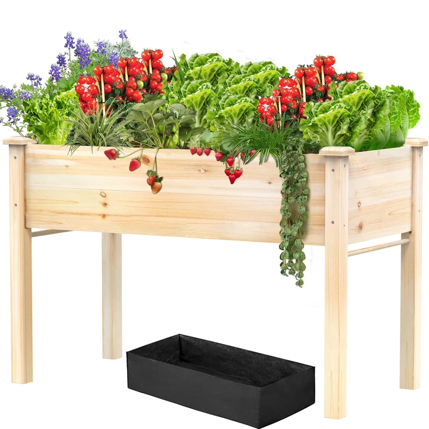 Yacona Raised Garden Beds Outdoor, Wooden Elevated Planters Box for Outdoor Plants, for Vegetables Flowers, 48"x24"x31"