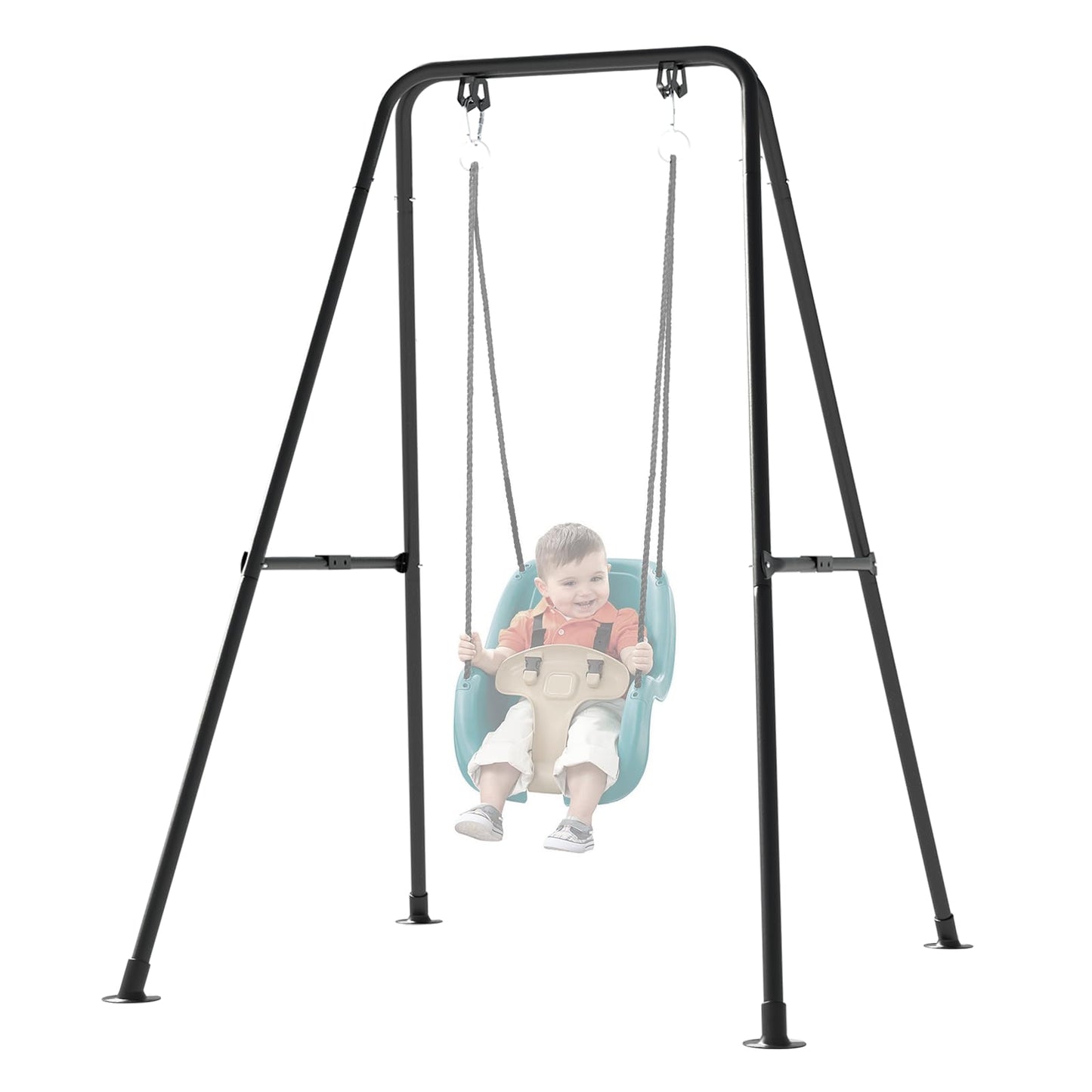 Foldable Swing Stand for Kids, Toddler Swing Sets for Backyard, Outdoor Metal Swing Frame for Baby Swings, Black