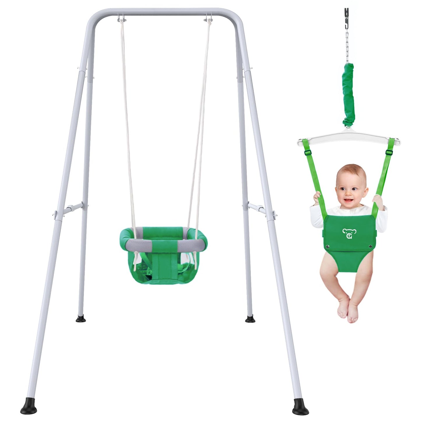 G TALECO GEAR 2-in-1 Baby Jumper and Swing, Indoor Outdoor Baby Swing for 6-24 Months Infant Toddler,Green