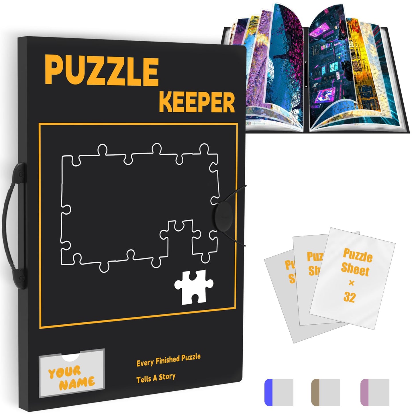 G TALECO GEAR Puzzle Storage Folder for 1000pcs, Large Capacity Puzzles Organizer with 5 Set Puzzles Stickers, Labeling Tabs and DlY Name Card Pocket