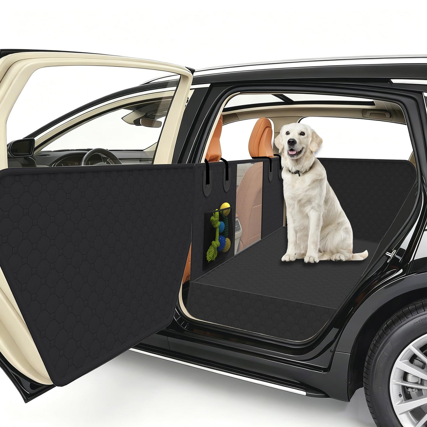 Yacona Dog Car Seat Cover for Back Seat, Oxford Cloth Car Seat Protector, Backseat Extender for Dogs with Hard Bottom, 55×30in, Black