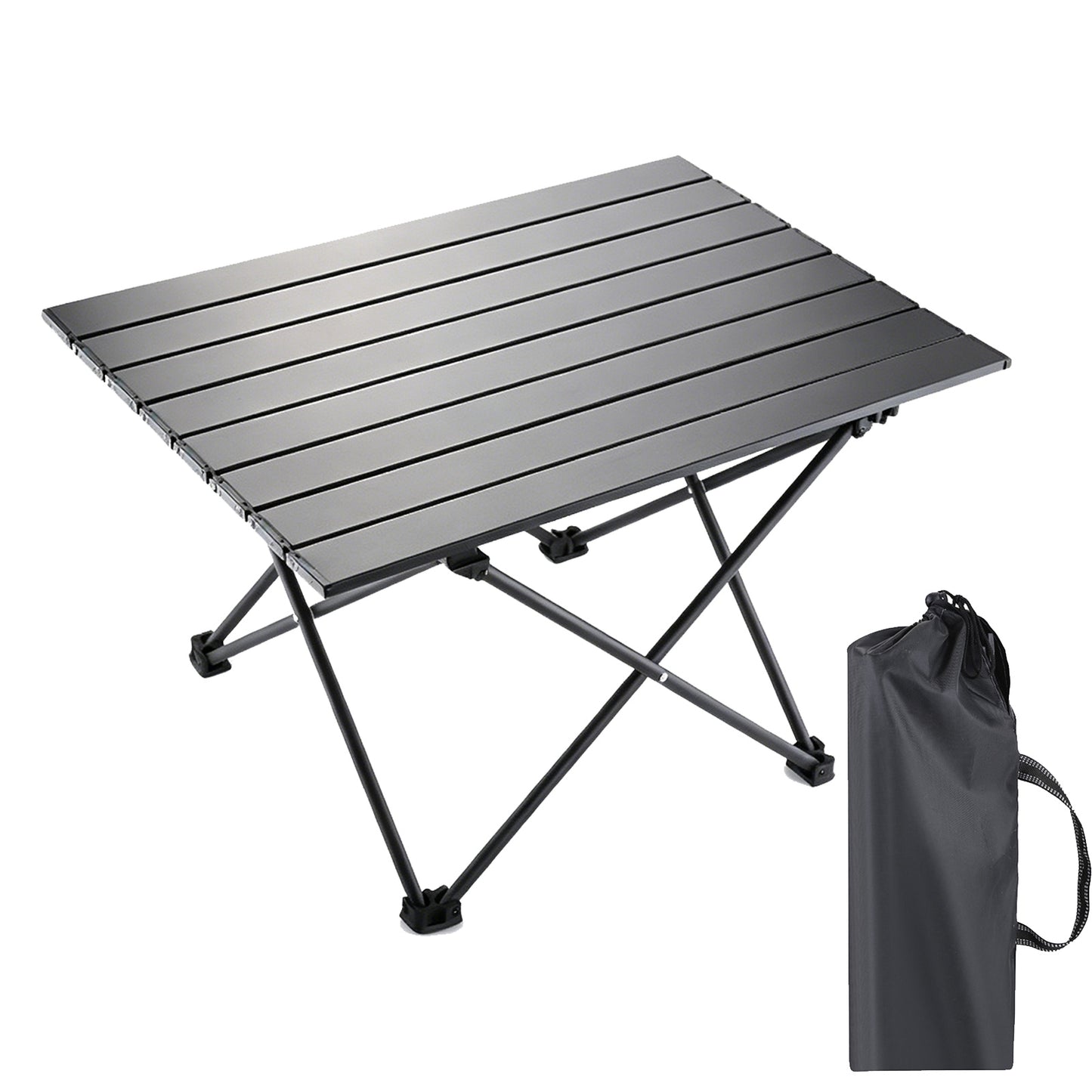 Portable Camping Table with Carry Bag, Ultralight Carbon Steel Folding Beach Table, for Outdoor, Picnic, BBQ, Cooking, Festival, Beach, Boat and Home, Black, Medium