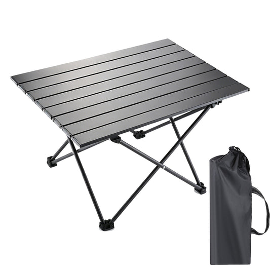 Portable Camping Table with Carry Bag, Ultralight Carbon Steel Folding Beach Table, for Outdoor, Picnic, BBQ, Cooking, Festival, Beach, Boat and Home, Black, Medium