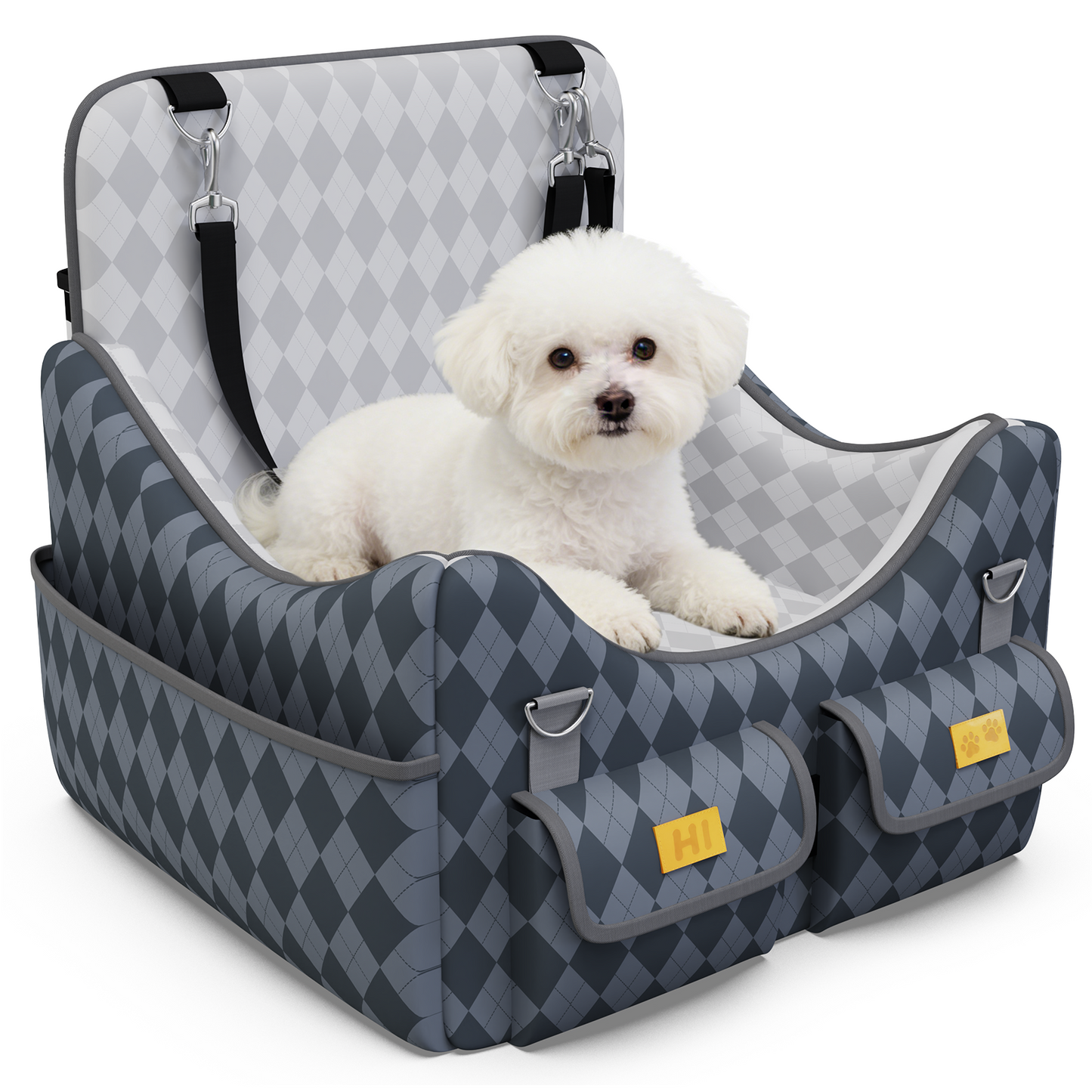 Yacona Dog Car Seats for Small Dogs Under 35lbs, Puppy Car Seat with Washable Cushion, Gray