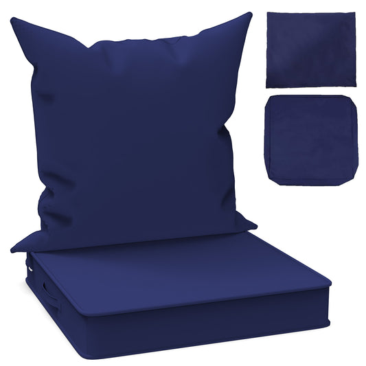 Yacona Outdoor Chair Cushions Set, 24x24in Patio Furniture Cushions with Two Replaceable Covers, for Patio Furniture Chair Sofa, Blue