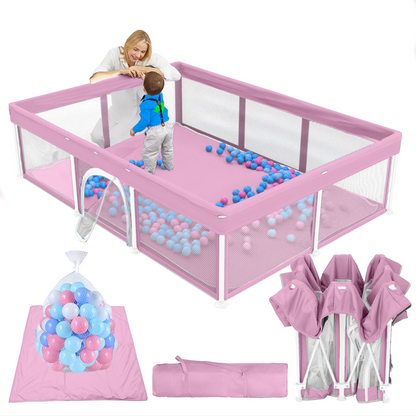 G TALECO GEAR Large Baby Playpen with Mat, Foldable Playpen for Babies and Toddlers, Portable Travel Play Yard, 50"x71", Pink