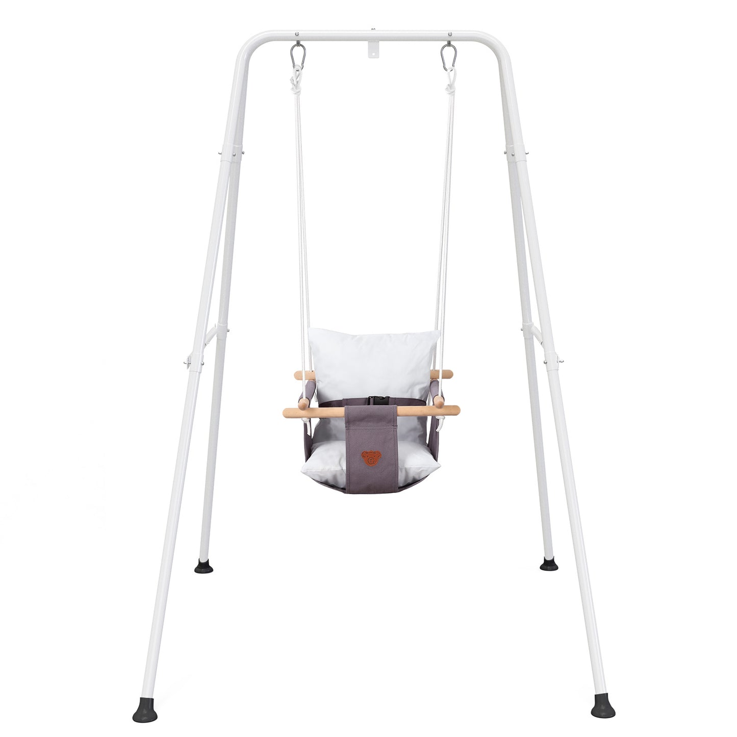 Toddler Swing Set with Canvas Cushion Seat, Baby Swing Outdoor Playset, Age 6-24 months, Gray