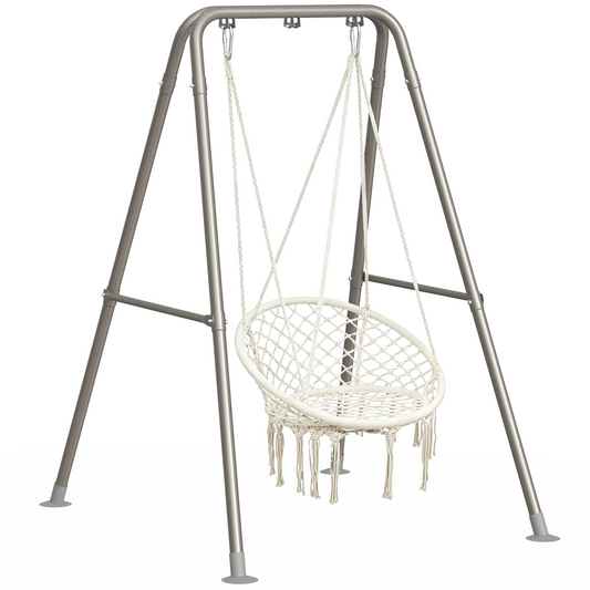 Hammock Chair Stand, Outdoor Swing Frame, Indoor Swing Chair Not Included, Heavy-Duty Steel 350lbs, Silver