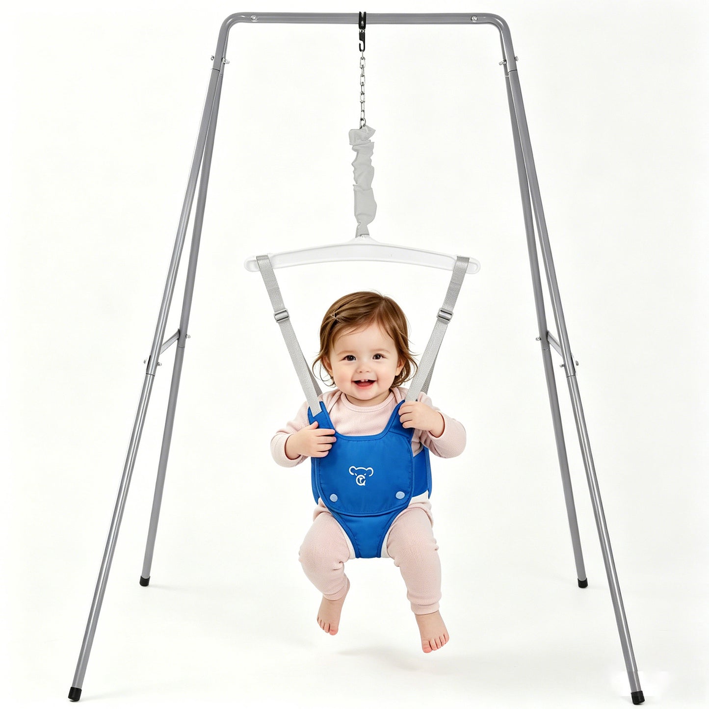 Baby Jumper with Stand, Baby Jumpers and Bouncers for Boys Girls, Easy to Assemble Exerciser, Blue