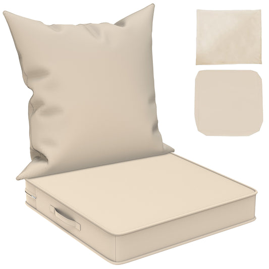 Yacona Outdoor Chair Cushions Set, 24x24in Patio Furniture Cushions with Two Replaceable Covers, for Patio Furniture Chair Sofa, Beige