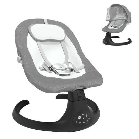 G TALECO GEAR Baby Swing for Infants to Toddler Portable Babies Swing Timing Function 5 Swing Speeds Bluetooth Touch Screen Music Speaker,Gray