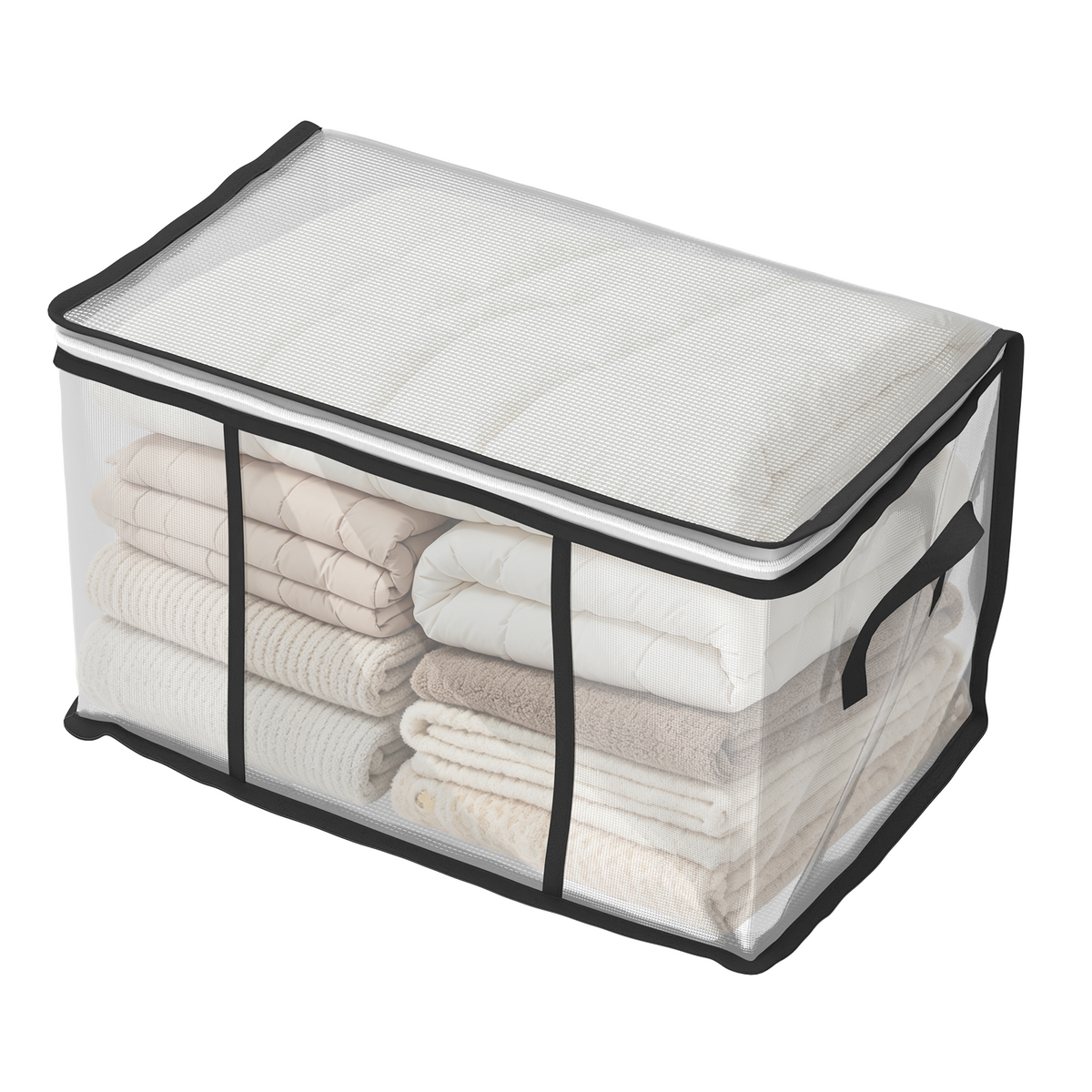 Oversized Moving Bags with Reinforced Handles, Clear Storage Bins with Lids, Foldable Storage Totes with Zippers, 1 Pack
