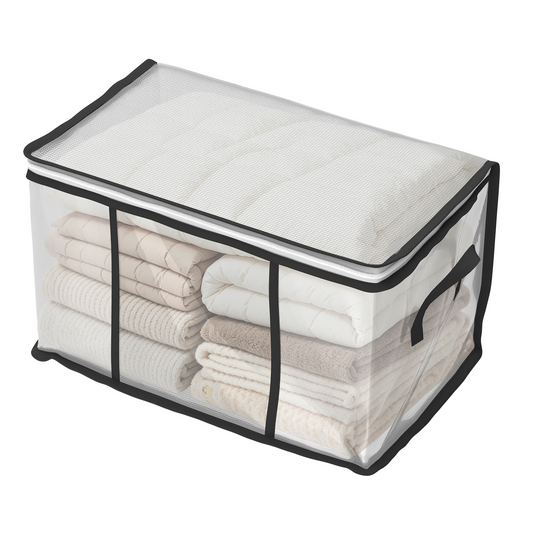 Oversized Moving Bags with Reinforced Handles, Clear Storage Bins with Lids, Foldable Storage Totes with Zippers, 1 Pack
