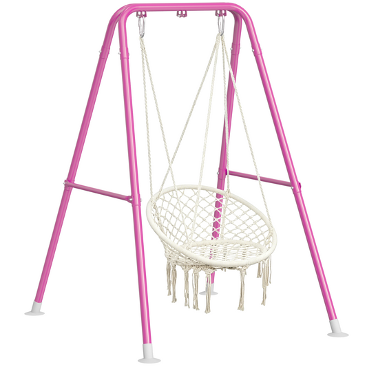 Hammock Chair Stand, Outdoor Swing Frame, Indoor Swing Chair Not Included, Heavy-Duty Steel 350lbs, Pink