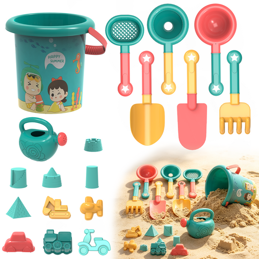 Beach Toys for Kids, Sand Toys Set Includes Sand Bucket Watering Can Shovel and Sand Rake Toy for Beach 18 Pcs, Beach Sand Toy for Toddler 3-10