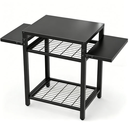Yacona Outdoor Grill Cart, Grill Tables for Outside, Portable Griddle Stand, Outdoor Kitchen Island Cooking Prep Table, Black