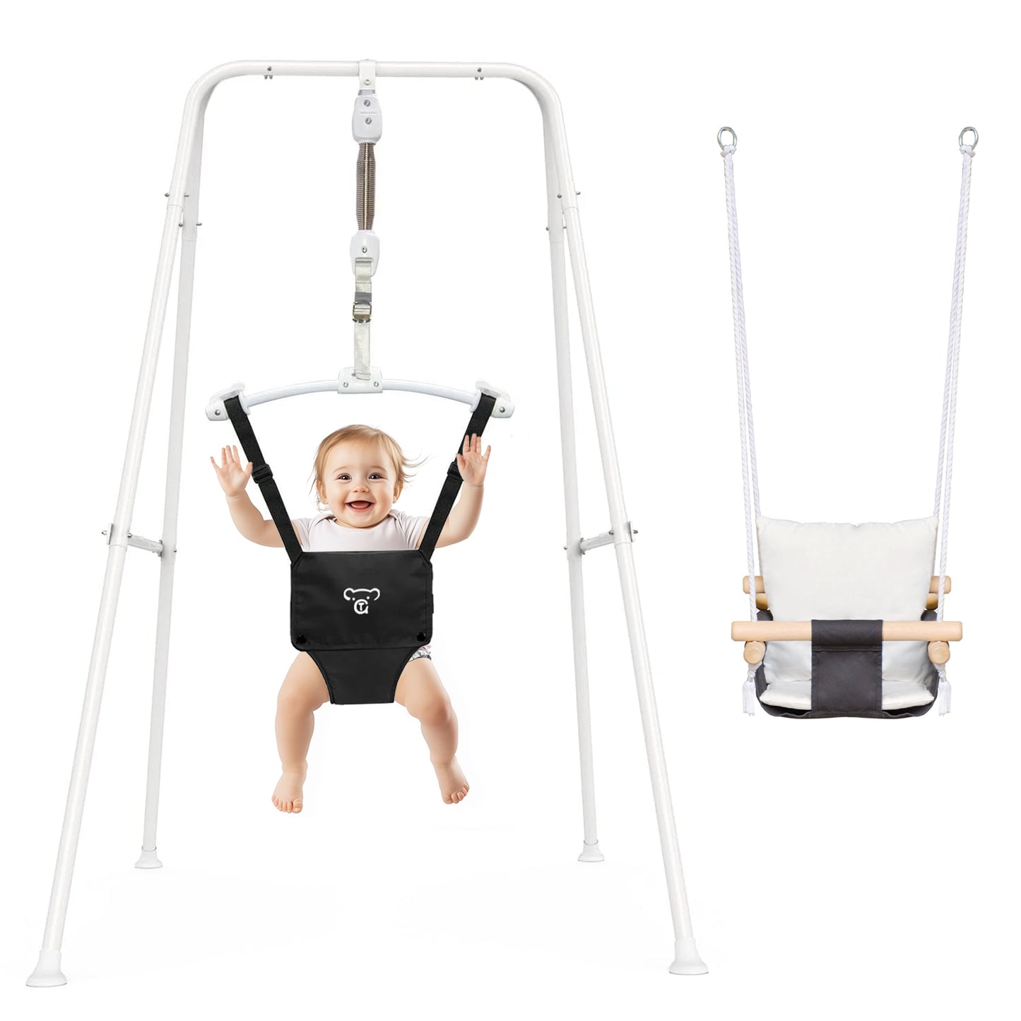 G TALECO GEAR 2 in 1 Baby Swing Outdoor, Baby Jumpers and Bouncers, Indoor Toddler Swing for Baby up to 3 Year, White