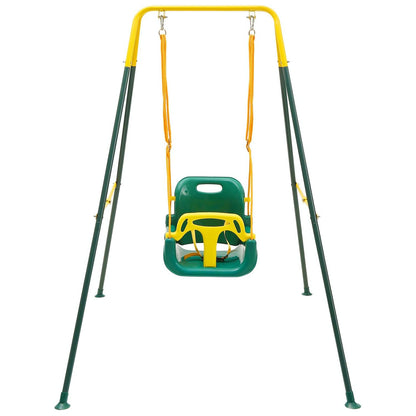 G TALECO GEAR 3-in-1 Toddler Swing Sets for Backyard, Comfy Baby Swing Outdoor Indoor, Kids Swing with Metal Stand, Green