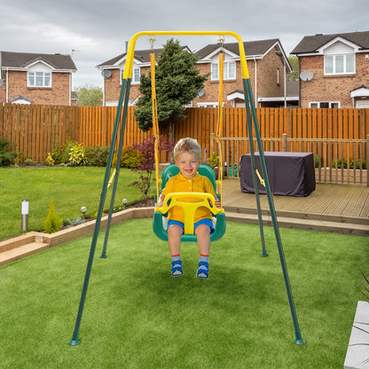 G TALECO GEAR 3-in-1 Toddler Swing Sets for Backyard, Comfy Baby Swing Outdoor Indoor, Kids Swing with Metal Stand, Green