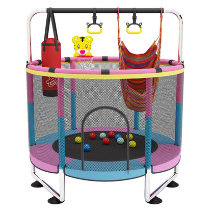 G TALECO GEAR 5 FT Indoor Trampoline for Kids 3-6, Outdoor Toddler Trampoline with Enclosure Net and Toys, 440lbs