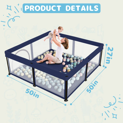 G TALECO GEAR Baby Playpen with Mat, Foldable Playpen for Babies and Toddlers, Portable Travel Play Yard, Blue