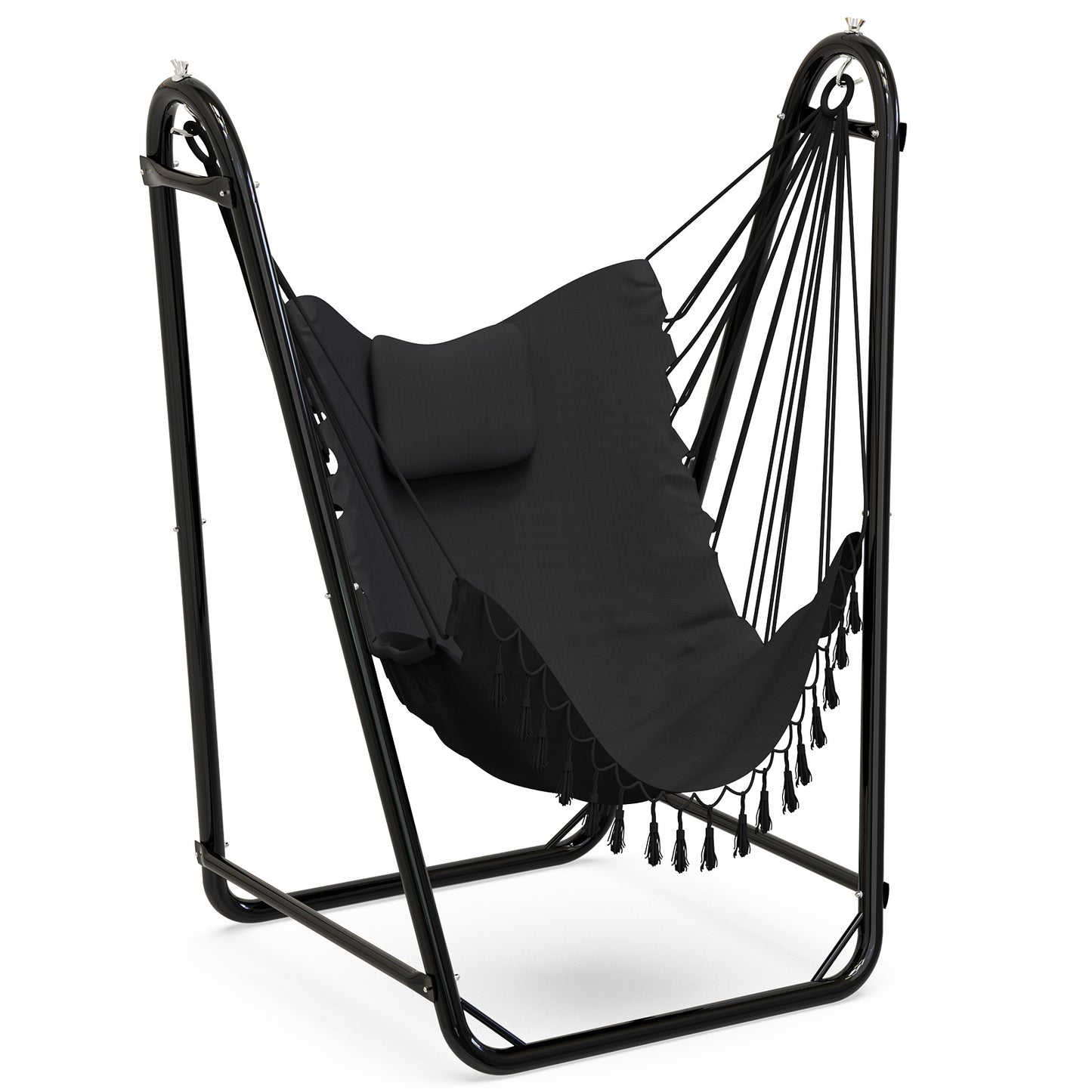 Hammock Chair with Stand, Heavy-duty Hanging Chair with Stand, Sturdy Swing Chair Stand 350lbs, Hammock Chair Included, for Indoor Outdoor, Gray
