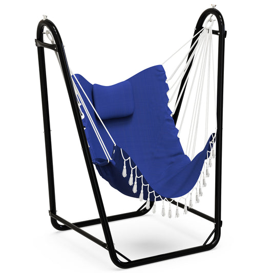 Hammock Chair with Stand, Heavy-duty Hanging Chair with Stand, Sturdy Swing Chair Stand 350lbs, Hammock Chair Included, for Indoor Outdoor, Aqua