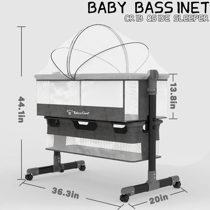 G TALECO GEAR Baby Bassinet Bedside Sleeper, Baby Crib for Newborn, Portable Bassinets for Boys and girls 0-12 Months, Gray