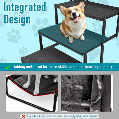 Yacona Extra Wide Dog Stairs for Large Dogs, 5 Steps Dog Steps for Car, Foldable Pet Stairs, Black