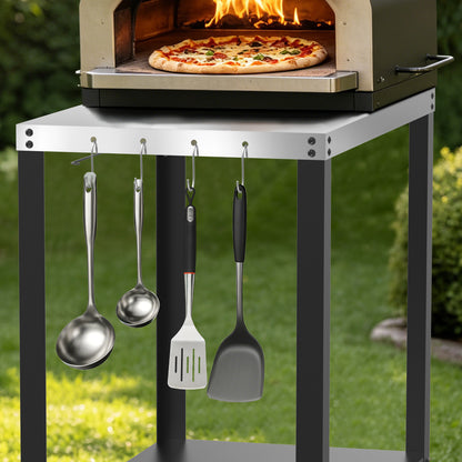 Yacona Outdoor Grill Cart for Blackstone Griddle, Stainless Steel Grill Tables for Outside, Kitchen Food Prep Table with Wheels, Pizza Oven Stand