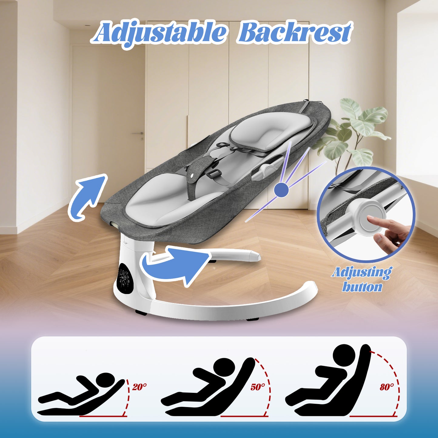 G TALECO GEAR Baby Swing for Infants, Portable Bouncer&Rocker with 5 Speeds, Bluetooth Control, Gray