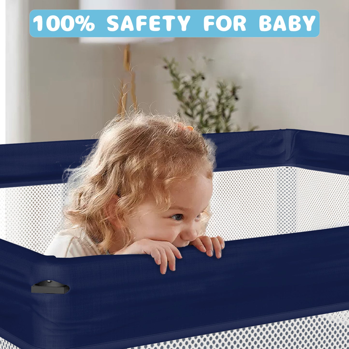 G TALECO GEAR Baby Playpen with Mat, Foldable Playpen for Babies and Toddlers, Portable Travel Play Yard, Blue