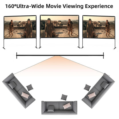Portable Projector Screen and Stand, 100 inch Outdoor Projector Screen, 16:9 4K HD Movie Screen, Support Double Sided Projection