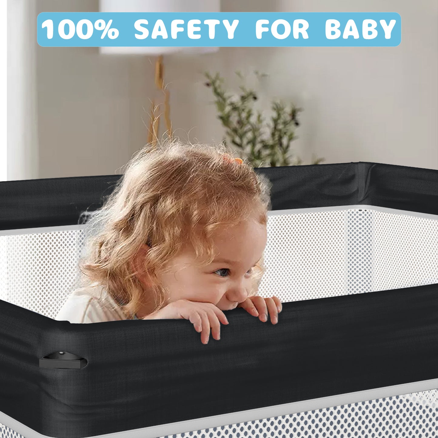 G TALECO GEAR Baby Playpen with Mat, Foldable Playpen for Babies and Toddlers, Portable Travel Play Yard, 50"x50", Black
