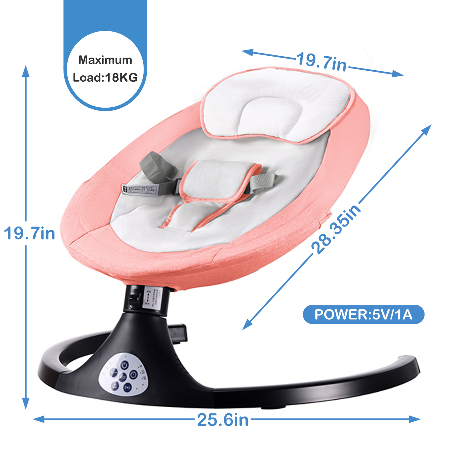 G TALECO GEAR Baby Swing for Infants, Portable Bouncer&Rocker with 5 Speeds, Bluetooth Control, Pink