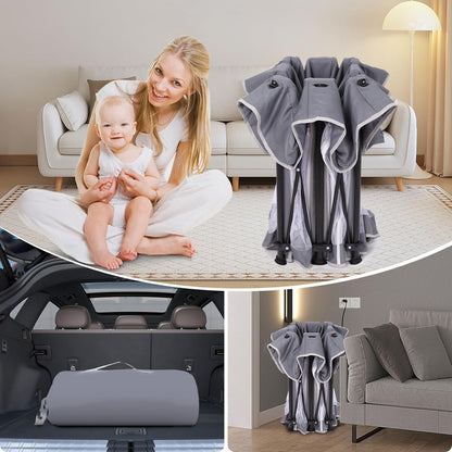 G TALECO GEAR Baby Playpen with Mat, Foldable Playpen for Babies and Toddlers, Portable Travel Play Yard, 50"x50", Gray