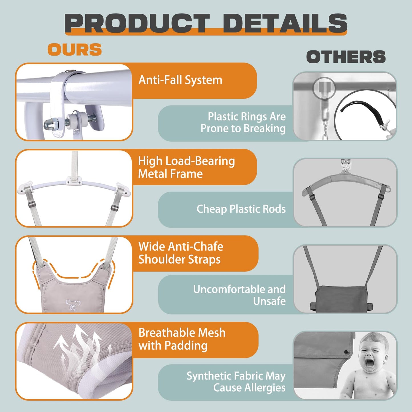 2 in 1 Baby Jumper, Toddler Swing and Bouncer, Indoor Outdoor Baby Swings for Infants, White