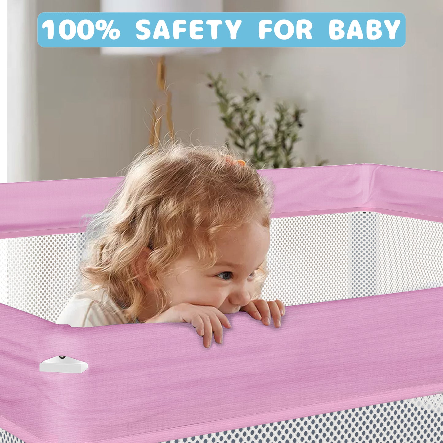 G TALECO GEAR Baby Playpen with Mat, Foldable Playpen for Babies and Toddlers, Portable Travel Play Yard, 50"x50", Pink