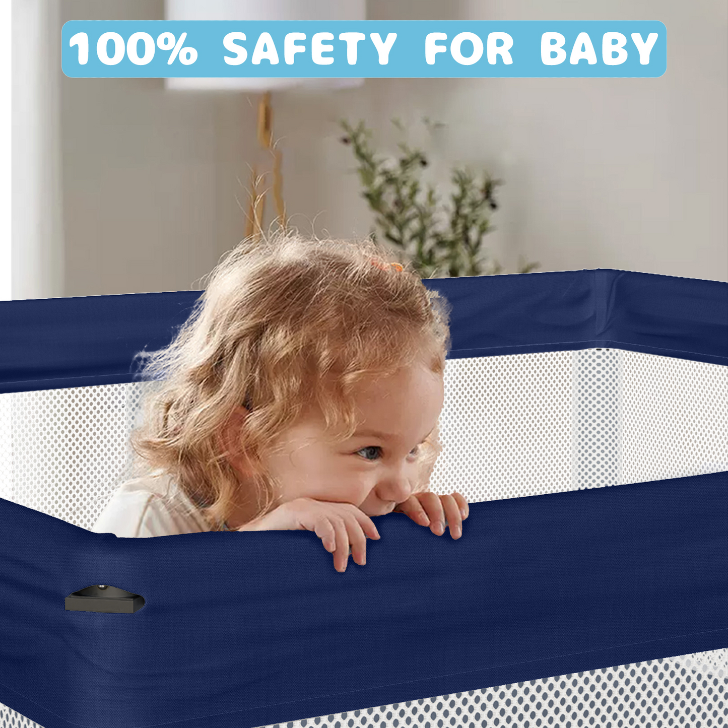 G TALECO GEAR Large Baby Playpen with Mat, Foldable Playpen for Babies and Toddlers, Portable Travel Play Yard, 50"x71", Blue