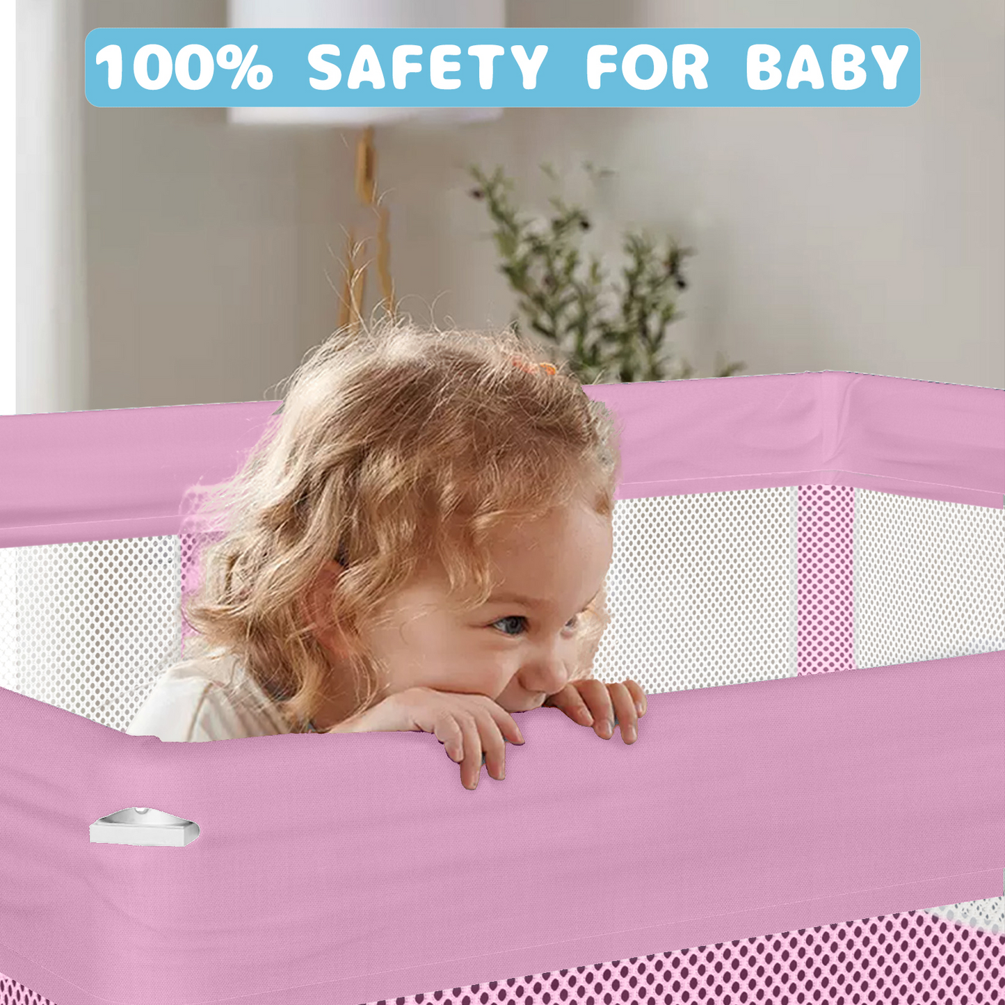 G TALECO GEAR Large Baby Playpen with Mat, Foldable Playpen for Babies and Toddlers, Portable Travel Play Yard, 50"x71", Pink