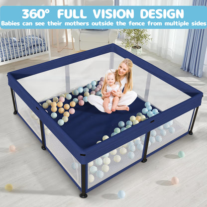 G TALECO GEAR Baby Playpen with Mat, Foldable Playpen for Babies and Toddlers, Portable Travel Play Yard, Blue